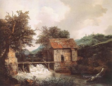 two boys singing Painting - Two Watermills And An Open Sluice Near Singraven Jacob Isaakszoon van Ruisdael